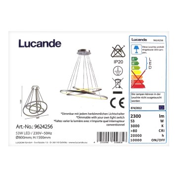 Lucande - LED Ściemnialny żyrandol na lince EZANA LED/53W/230V