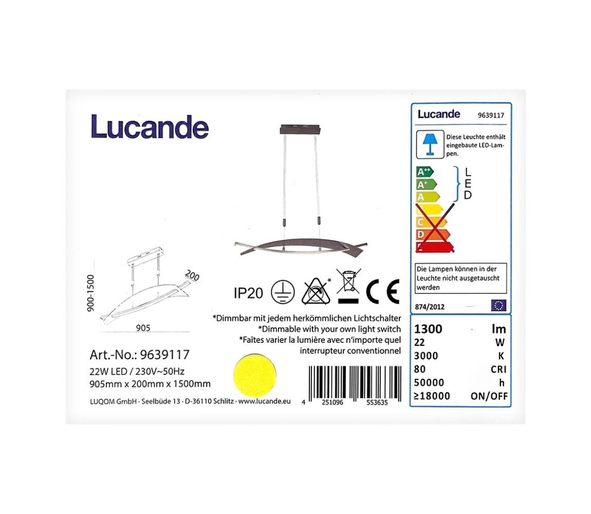 Lucande - LED Ściemnialny żyrandol na lince MARIJA LED/22W/230V