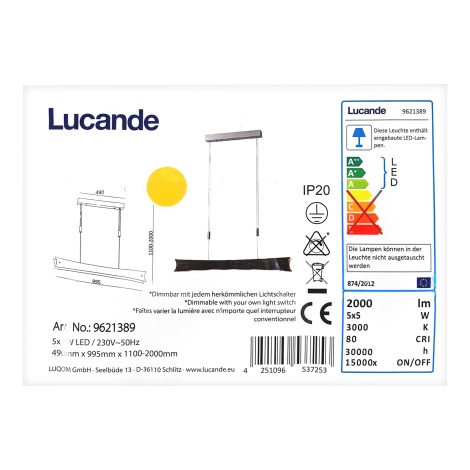 Lucande - LED Żyrandol ściemnialny na lince EBBA 5xLED/5W/230V
