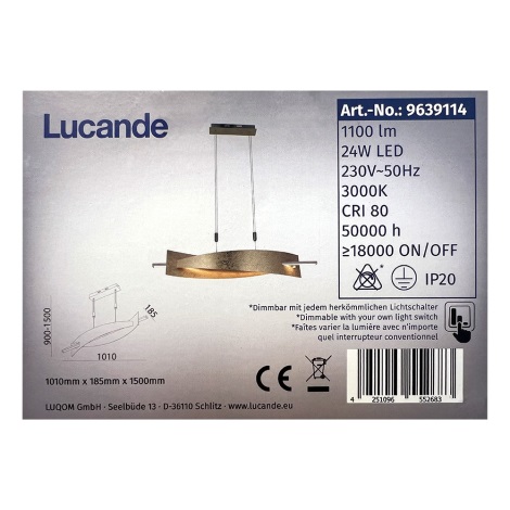 Lucande - LED Żyrandol ściemnialny na lince MARIJA LED/24W/230V