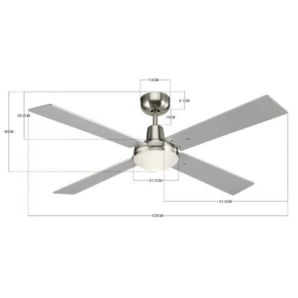 Lucci Air 210334 - Wentylator sufitowy AIRFUSION QUEST 1xE27/60W/230V drewno/matowy chrom + zdalne sterowanie