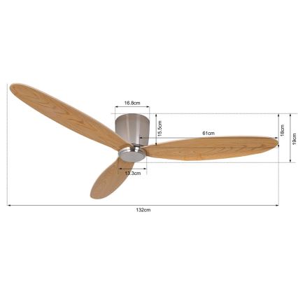 Lucci air 210519 - Wentylator sufitowy AIRFUSION RADAR chrom błyszczący/drewno + zdalne sterowanie