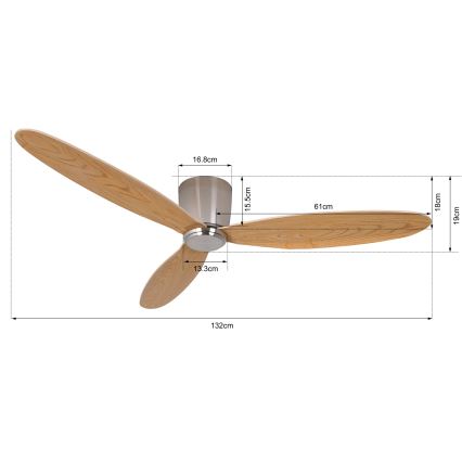 Lucci air 210519 - Wentylator sufitowy AIRFUSION RADAR chrom błyszczący/drewno + zdalne sterowanie