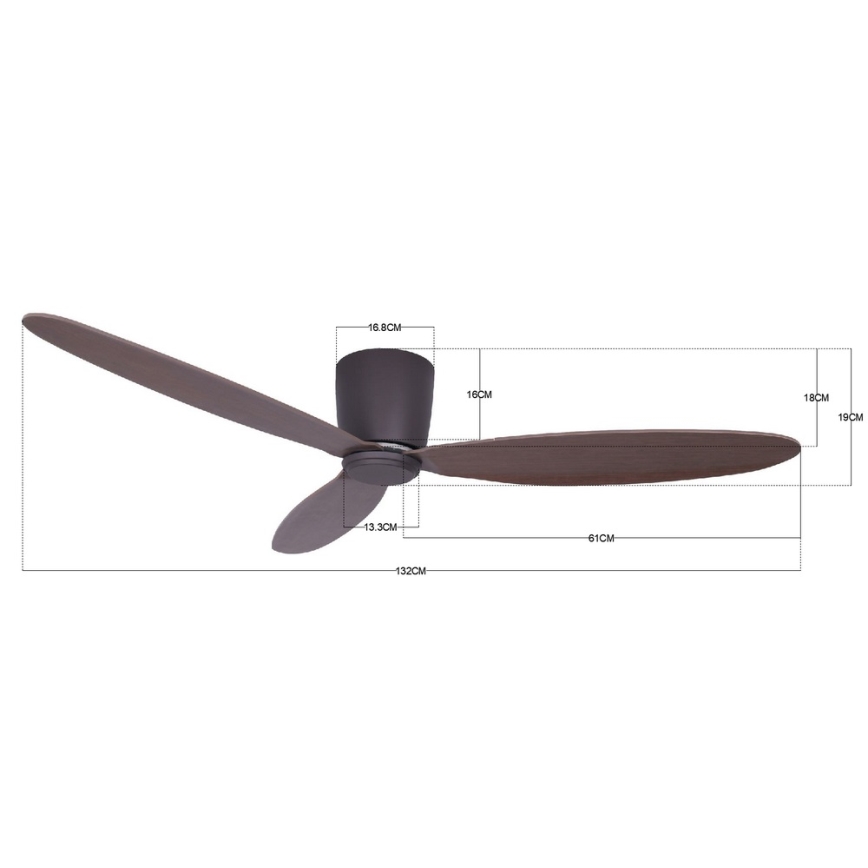 Lucci air 212883 - Wentylator sufitowy AIRFUSION RADAR drewno/brąz Ø 132 cm + zdalne sterowanie