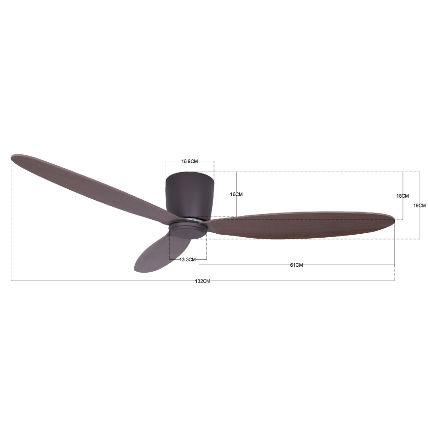 Lucci air 212883 - Wentylator sufitowy AIRFUSION RADAR drewno/brąz Ø 132 cm + zdalne sterowanie