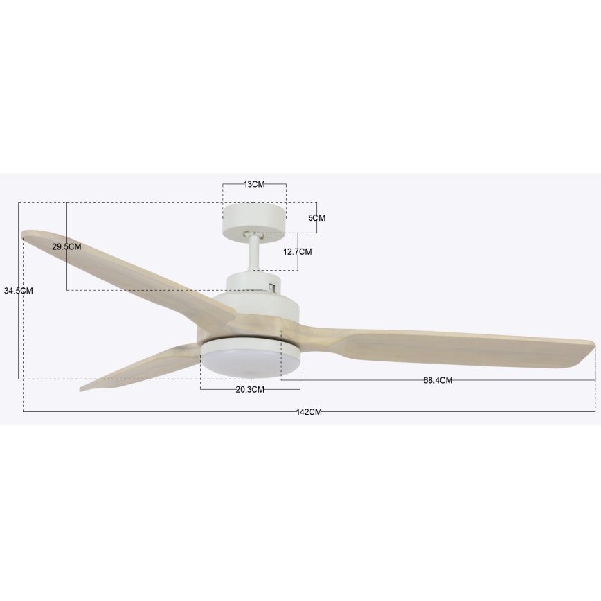 Lucci air 213055 - LED wentylator sufitowy SHOALHAVEN GX53/17W/230V pawlonia/biały śr. 142 cm + zdalne sterowanie