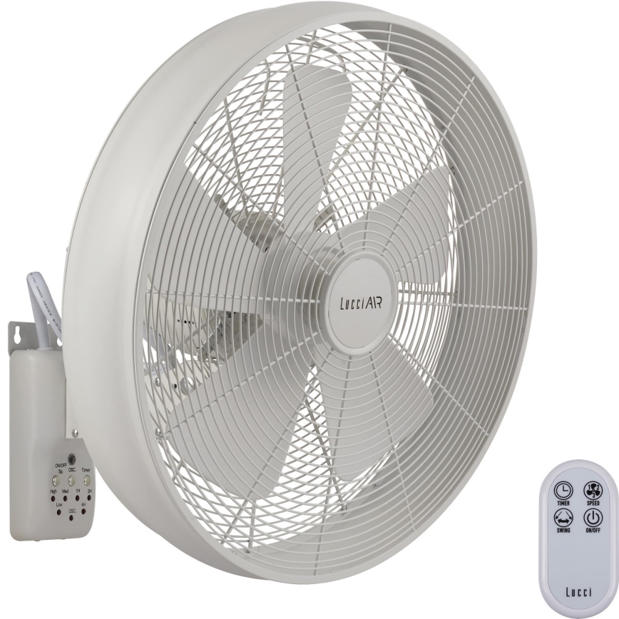 Lucci Air 213128EU - Wentylator ścienny BREEZE 55W/230V biały + pilot do zdalnego sterowania