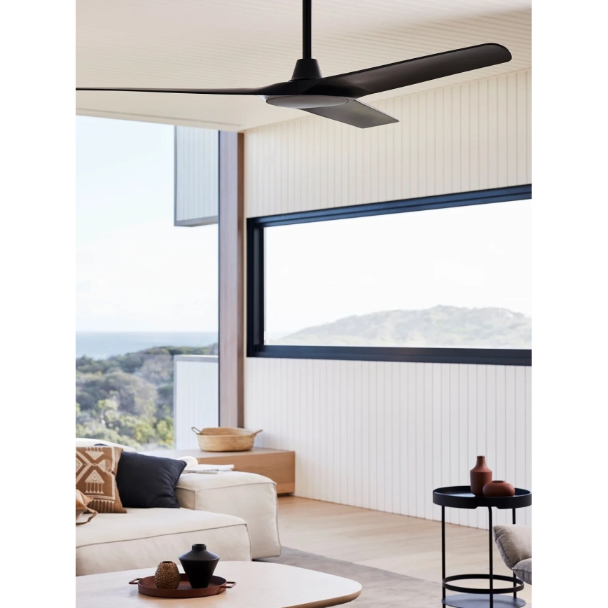 Lucci Air 21321649 - Wentylator sufitowy ABYSS śr. 142 cm IP66 czarny + zdalne sterowanie