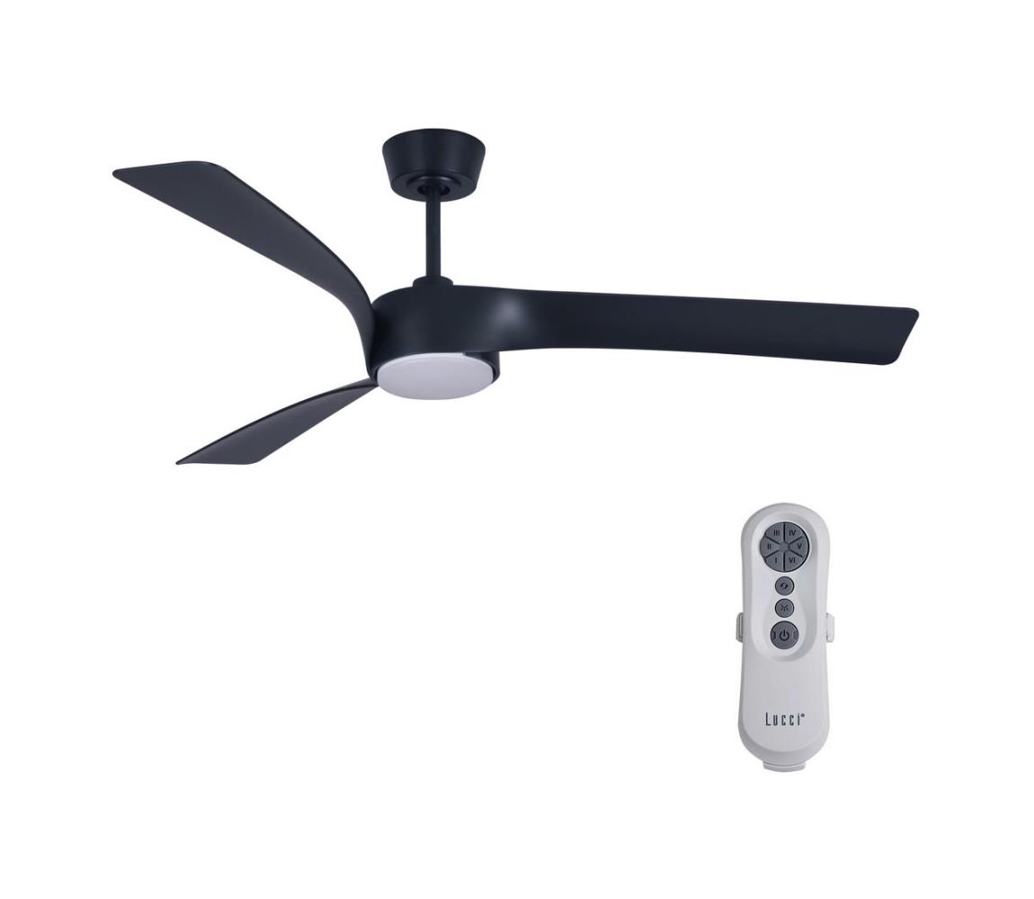 Lucci air 213358 - LED Ściemniany wentylator LINE 1xGX53/12W/230V czarny + pilot