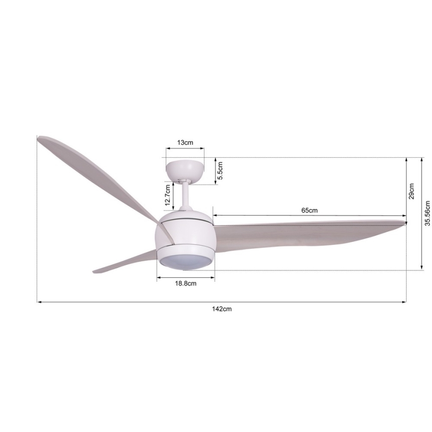Lucci air 512911 - LED wentylator sufitowy AIRFUSION NORDIC LED/20W/230V drewno/biały średnica 142 cm + zdalne sterowanie