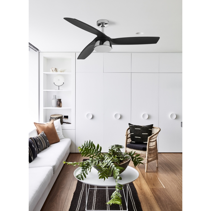 Lucci air 513072 - LED Ściemnialny wentylator sufitowy BRONX LED/18W/230V 3000/4000/6000K czarny/chrom błyszczący + zdalne sterowanie
