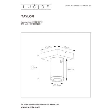 Lucide 09930/05/30 - LED Ściemniane oświetlenie punktowe TAYLOR 1xGU10/5W/230V IP44