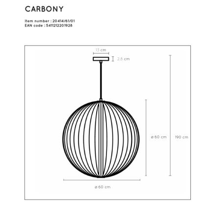 Lucide 20414/61/01 - LED Żyrandol na lince CARBONY LED/10W/230V