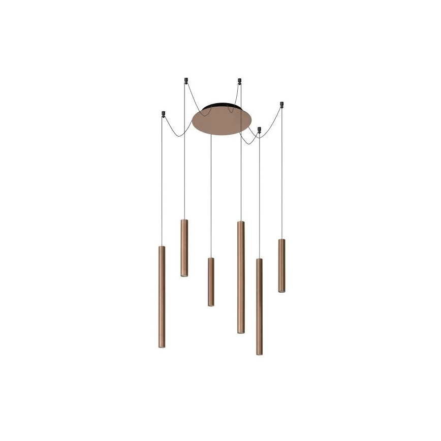 Lucide 74403/06/97 - LED Ściemniany żyrandol na lince LORENZ 6xLED/4W/230V miedź