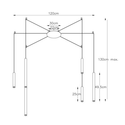 Lucide 74403/06/97 - LED Ściemniany żyrandol na lince LORENZ 6xLED/4W/230V miedź