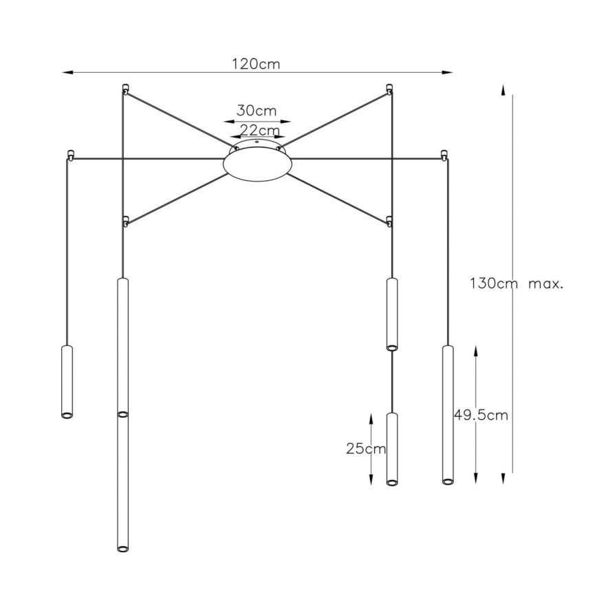 Lucide 74403/06/97 - LED Ściemniany żyrandol na lince LORENZ 6xLED/4W/230V miedź