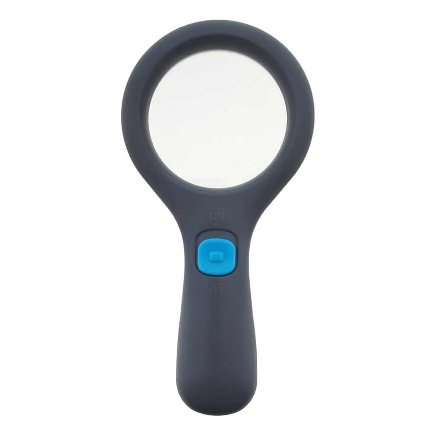 Lupa z podświetleniem LED, 3× powiększenie, 3W, zasilanie 2× AAA, IP22