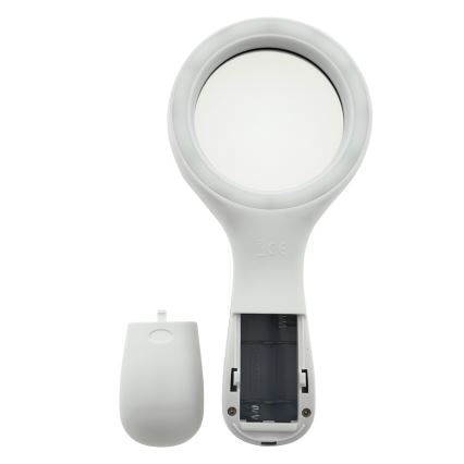 Lupa z podświetleniem LED, 3× powiększenie, 3W, zasilanie 2× AAA, IP22