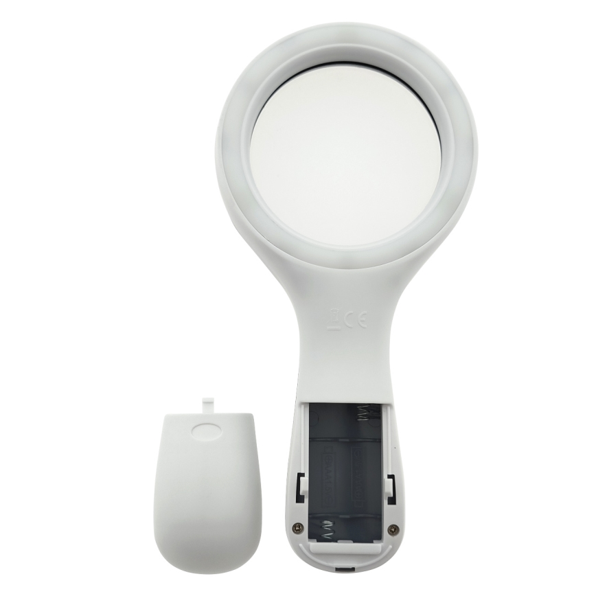 Lupa z podświetleniem LED, 3× powiększenie, 3W, zasilanie 2× AAA, IP22