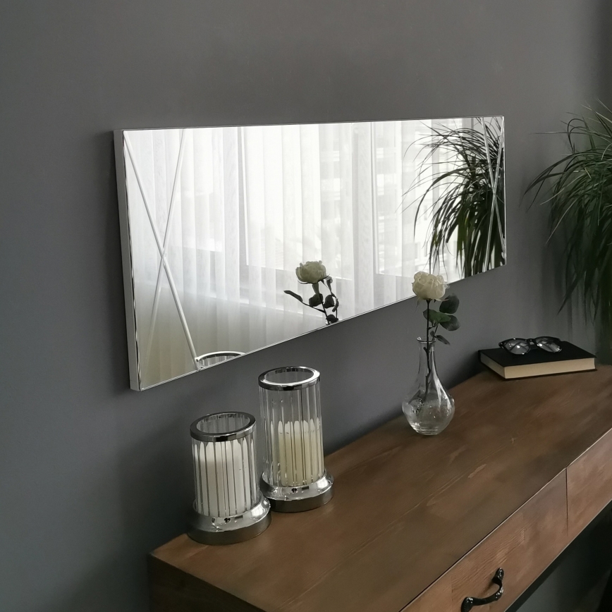 Lustro ścienne 105x35 cm srebrne