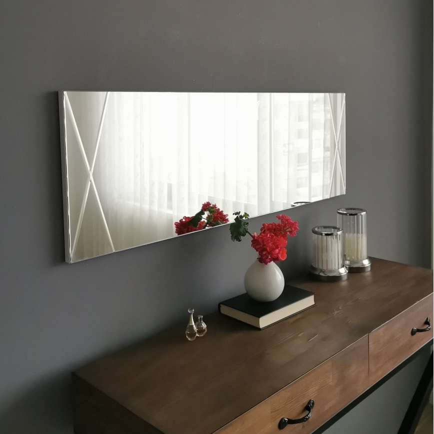 Lustro ścienne 105x35 cm srebrne