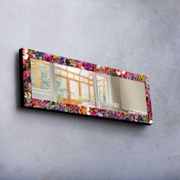 Lustro ścienne 120x40 cm sosna/kwiaty