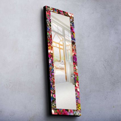 Lustro ścienne 120x40 cm sosna/kwiaty