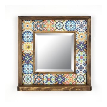 Lustro ścienne 33x32,5 cm sosna/żółte