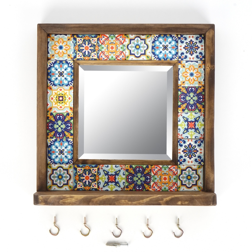 Lustro ścienne 33x32,5 cm sosna/żółte
