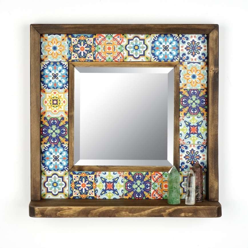 Lustro ścienne 33x32,5 cm sosna/żółte