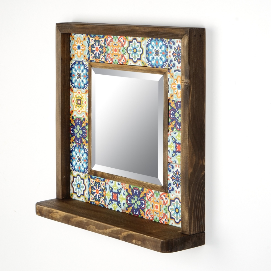 Lustro ścienne 33x32,5 cm sosna/żółte