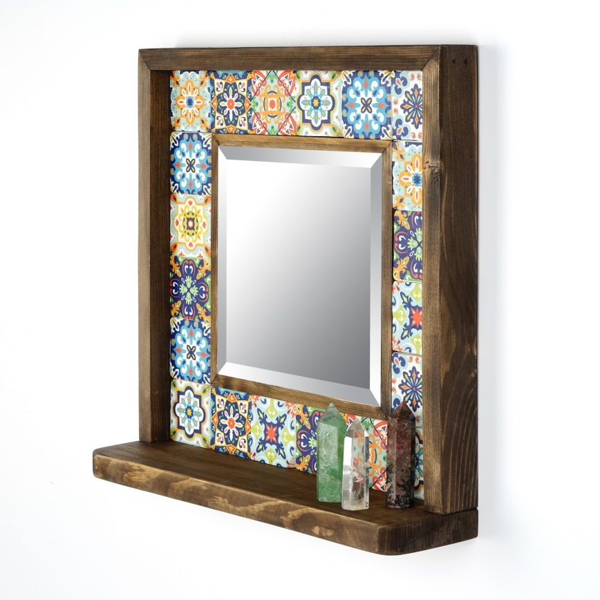Lustro ścienne 33x32,5 cm sosna/żółte