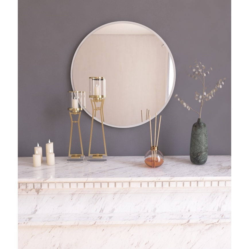 Lustro ścienne OZZE śr. 60 cm białe