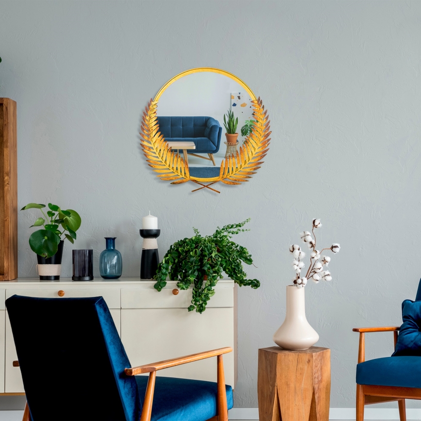Lustro ścienne PALM 59x57 cm złote