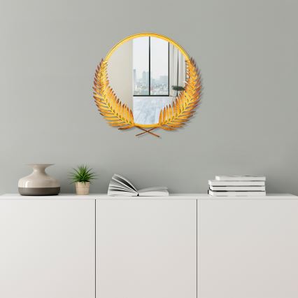 Lustro ścienne PALM 59x57 cm złote