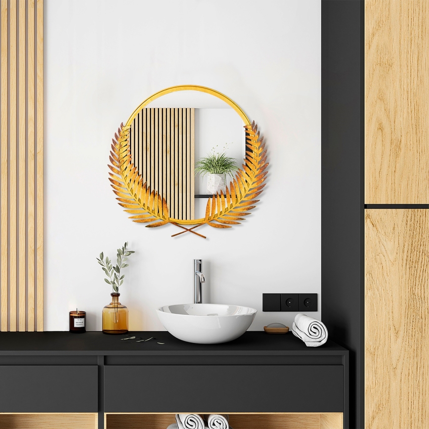 Lustro ścienne PALM 59x57 cm złote