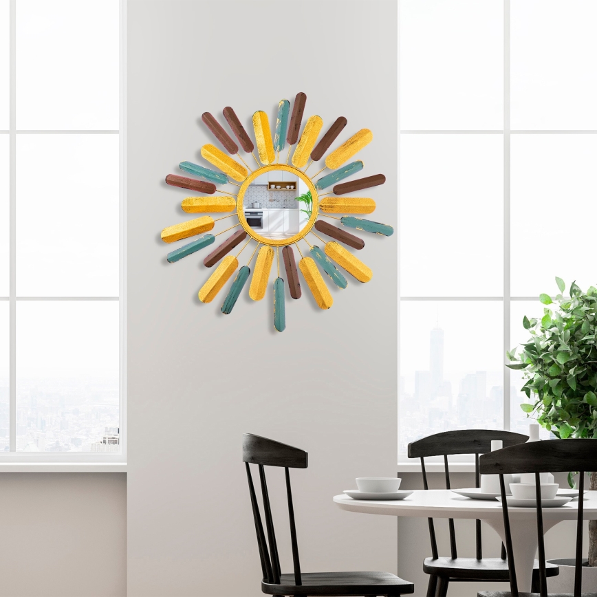 Lustro ścienne SŁOŃCE śr. 75 cm żółte
