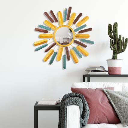 Lustro ścienne SŁOŃCE śr. 75 cm żółte