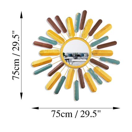 Lustro ścienne SŁOŃCE śr. 75 cm żółte