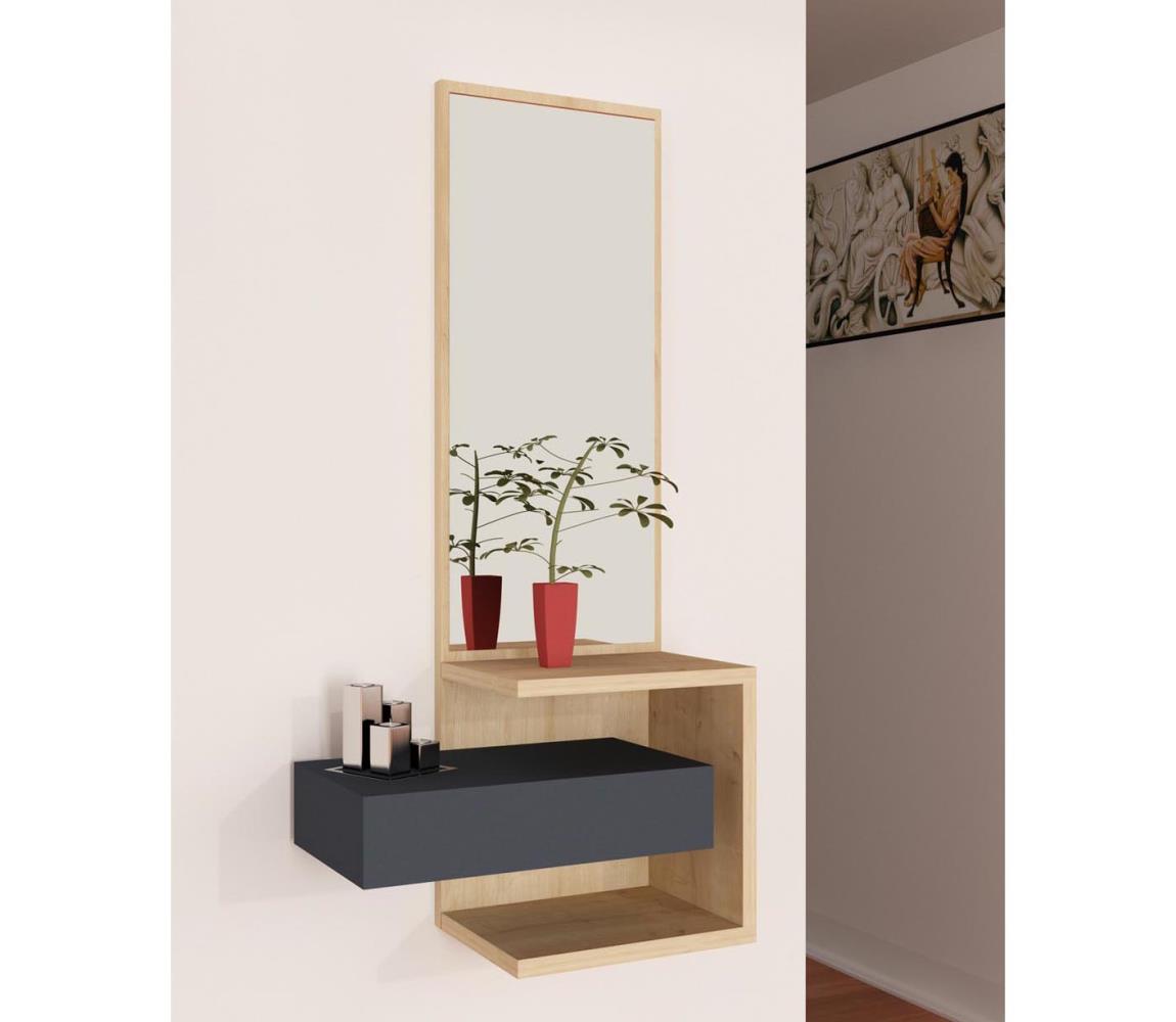 Lustro ścienne z półką STELLA 90x49 cm brąz/antracyt