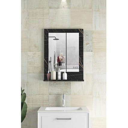 Lustro ścienne z półką 60x45 cm czarne
