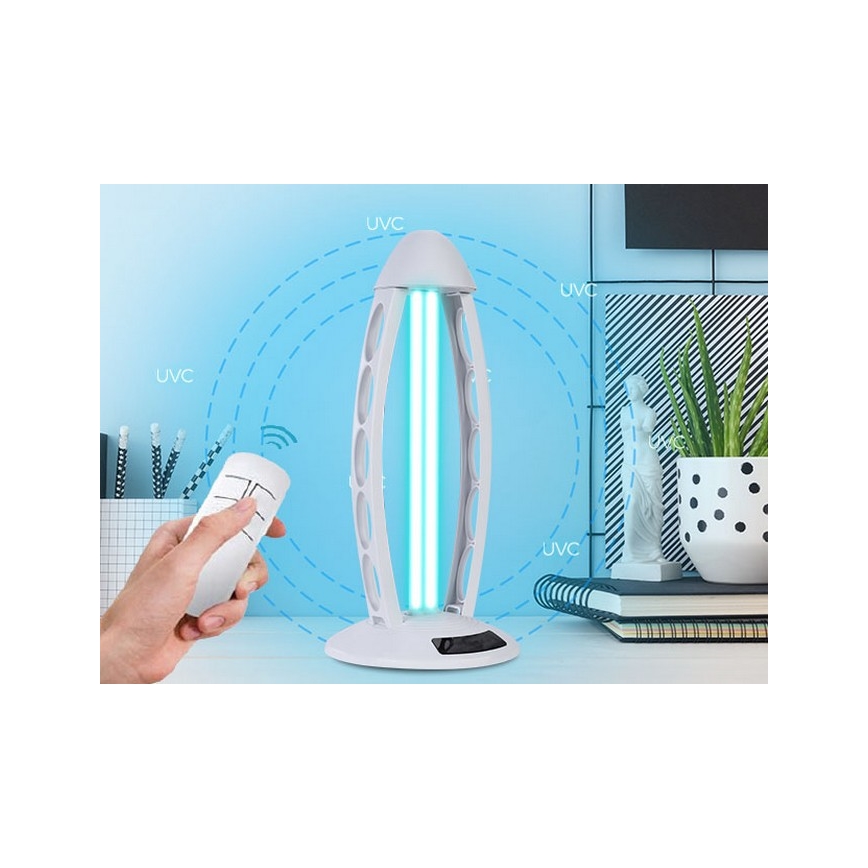 Luxera 70416 - Dezynfekująca lampa bakteriobójcza z czujnikiem i ozonem UVC/38W/230 V+RC