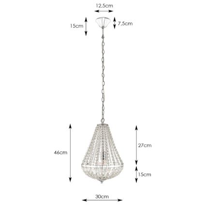 Markslöjd 104889 - Kryształowy żyrandol na łańcuchu GRÄNSÖ 1xE27/60W/230V