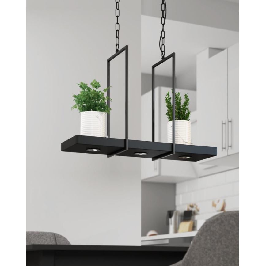Markslöjd 105780 - ED Żyrandol ściemnialny na łańcuchu TRAY 3xLED/3W/230V czarny