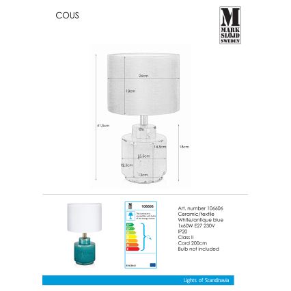 Markslöjd 106606 - Lampa stołowa COUS 1xE27/60W/230V