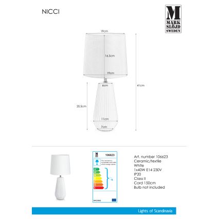 Markslöjd 106623 - Lampa stołowa NICCI 1xE14/40W/230V