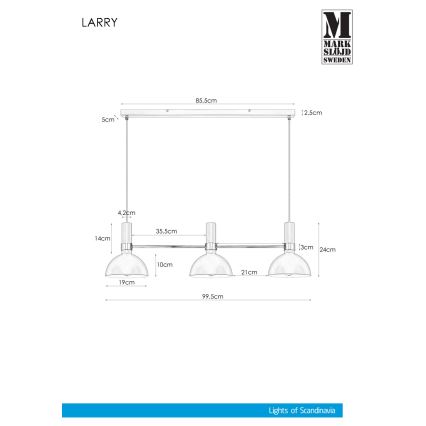 Markslöjd 106855 - Lampa wisząca LARRY 3xE27/60W/230V