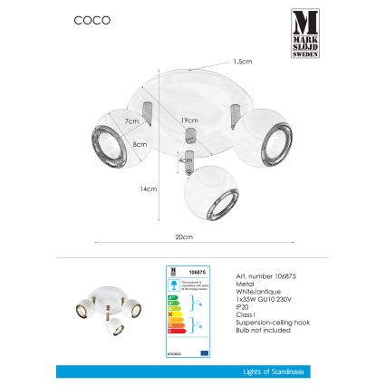 Markslöjd 106875 - Oświetlenie punktowe COCO 3xGU10/35W/230V