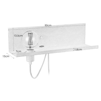 Markslöjd 106969 - Ściemnialny kinkiet z USB gniazdkiem MULTI 1xE27/60W/230V