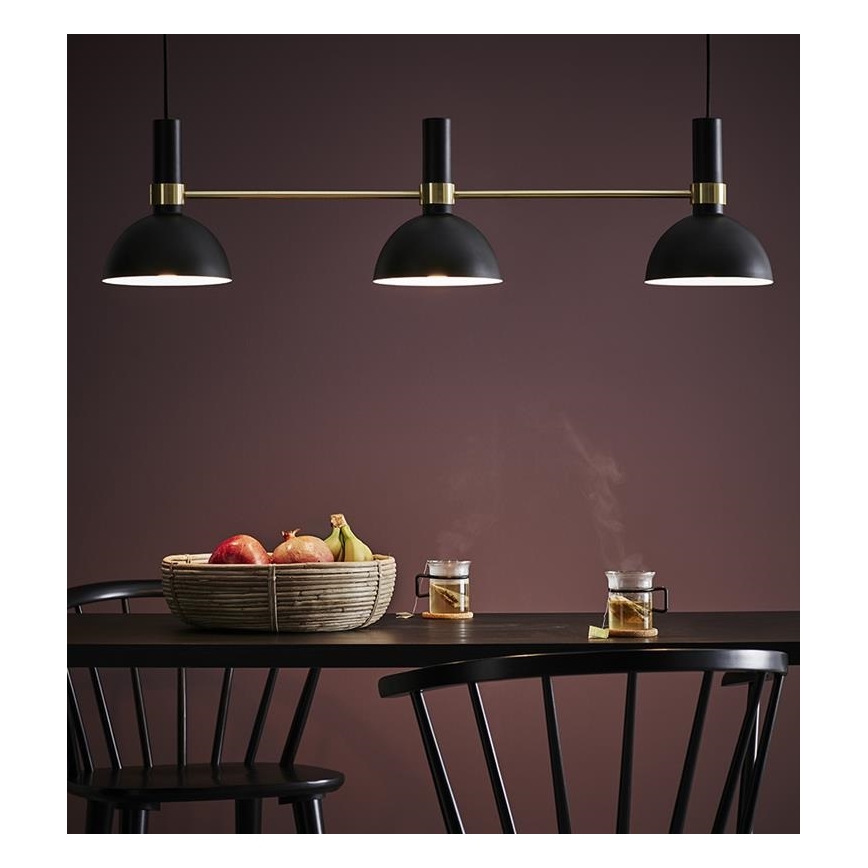 Markslöjd 106971 - Żyrandol na lince LARRY 3xE27/60W/230V czarny/złoty